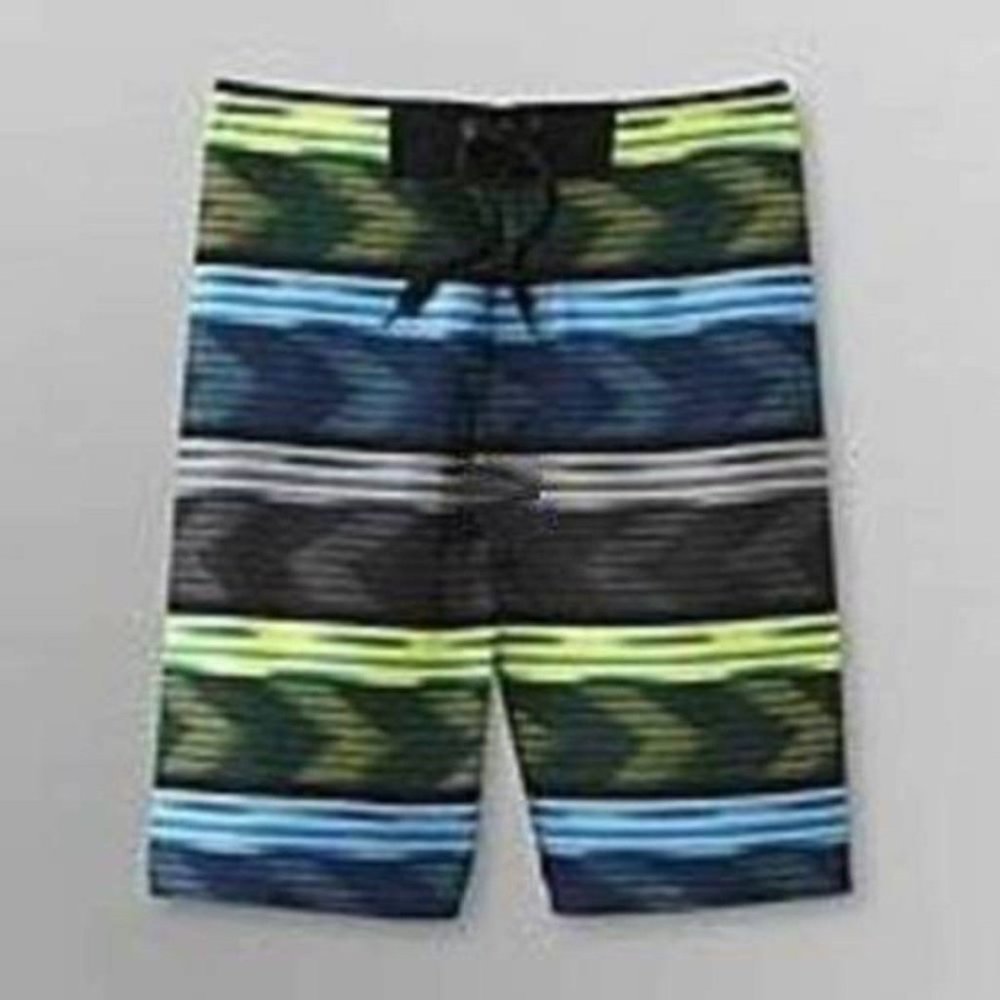 Joe Boxer Board Shorts 30 Mens Blue Striped Swim Trunks Lightweight 10"